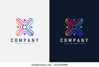 People Group Logo Design. Abstract Colorful Connecting People Concept, Usable For Brand Business, Tech And Company. Vector Logo Illustration.