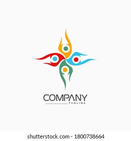 People group logo. with flame concept design vector