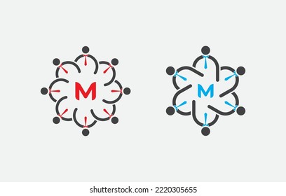 People Group Meeting Logo Set Concept symbol icon sign Element Design. Teamwork, Unity, Community Logotype. Vector illustration template