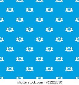 People group pattern repeat seamless in blue color for any design. Vector geometric illustration