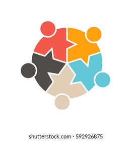 People Group Pointing Logo. Vector graphic design illustration