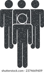 people, group, rank icon vector illustration in stamp style