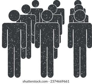 people, group, rank icon vector illustration in stamp style