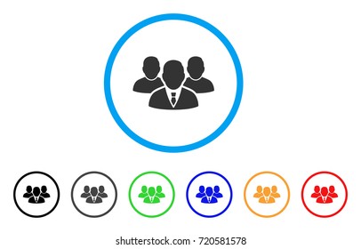 People Group rounded icon. Style is a flat people group grey symbol inside light blue circle with black, gray, green, blue, red, orange color versions. Vector designed for web and software interfaces.