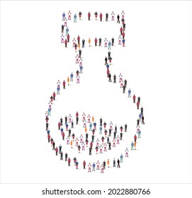 People Group of in the shape of science test tube white background. Vector illustration