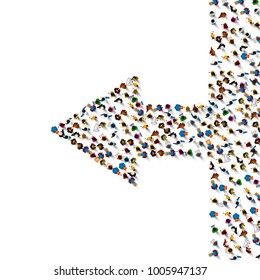 People group sign arrow left on the white background. Vector illustration