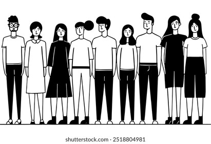 Silueta de grupo de Personas. Ilustración vectorial plana