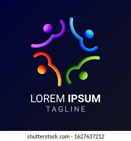 People group and social connection icons and logo, vector illustration