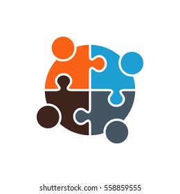  People Group Solving a Problem Logo. Vector graphic design illustration