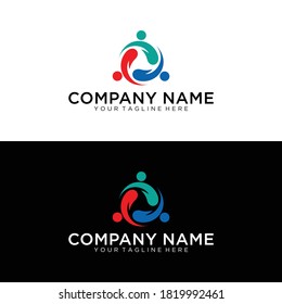 People Group Teaming Logo. Vector graphic design illustration