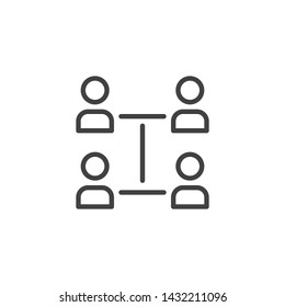 People group teamwork line icon. linear style sign for mobile concept and web design. Human resource and management outline vector icon. Symbol, logo illustration. Vector graphics