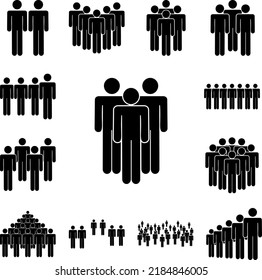 people, group, three icon in a collection with other items