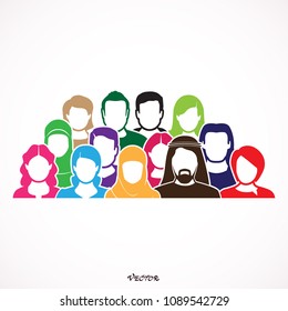 People Group Wearing Traditional Clothes Business Man And Woman, Male And Female Flat Vector Illustration