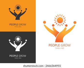 people grow logo symbol growing team vector illustration