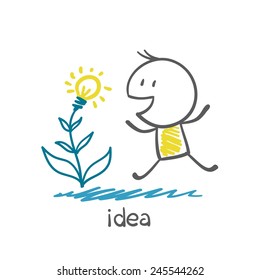 people grow plants in the form of ideas light bulb illustration