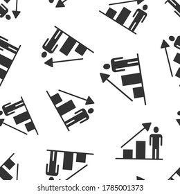 People with growth arrow icon in flat style. Work strategy vector illustration on white isolated background. Office training seamless pattern business concept.