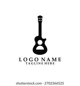 people guitar logo design vector