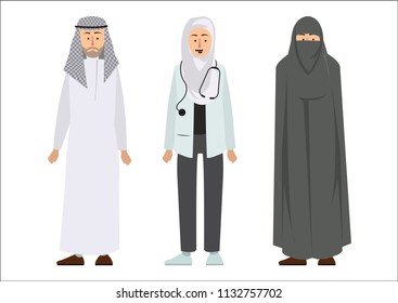 People from gulf on isolated background