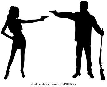 People Gun Silhouettes Stock Vector (Royalty Free) 334388927