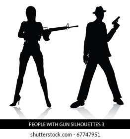 People with gun silhouettes