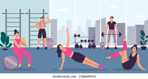 cartoon people working out