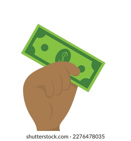 People hand holding money dollar cash currency business vector illustration flat design png