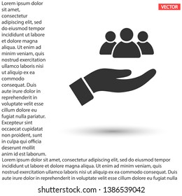 People in the hand icon , lorem ipsum Flat design
