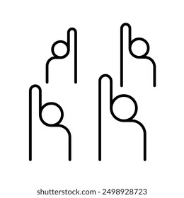 People hand up icon in thin line style Vector illustration graphic design 