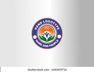 people with hand logo icon symbol on white background