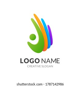 people and hand logo template, modern 3d logo style in gradient vibrant colors