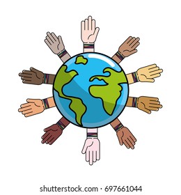 people hand to peace worldwide liberation