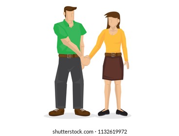People hand shaking. Concept of negotiating, friendship, love relationship; dating; cooperation, collaboration, teamwork, communication or partnership. Isolated vector illustration 