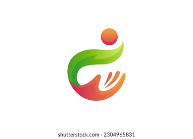 people hands care 3D logo design