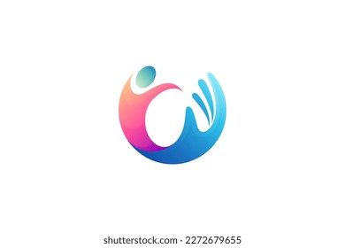 people hands care logo design with modern design