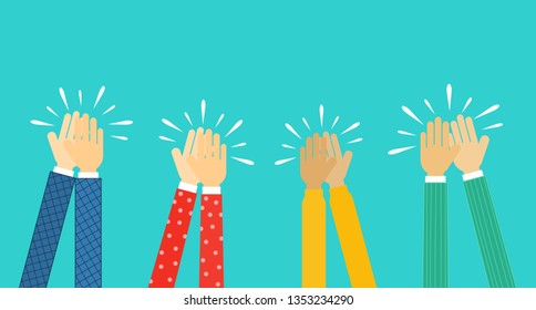 people hands clapping. human applaud hands Isolated on blue background. vector Illustration.