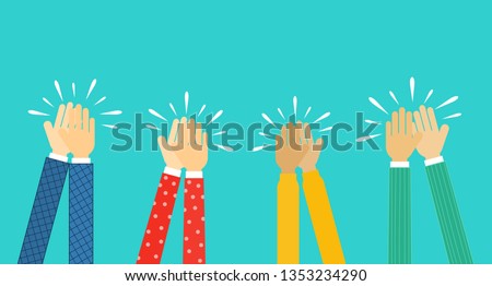 people hands clapping. human applaud hands Isolated on blue background. vector Illustration.