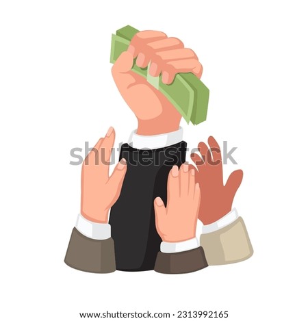 People Hands Fighting Each Other for Money. Business Metaphor Cartoon illustration Vector