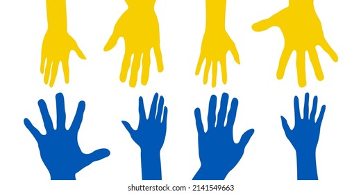  La gente maneja la bandera de Ucrania. Vector