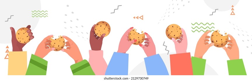 people hands holding cookie protection of personal information internet web pop up we use cookies policy notification