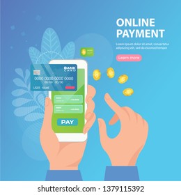  People hands holding smartphones. Flat isometric vector concept of receipt, online payment, money transfer, mobile wallet.