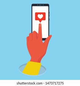 People Hands Holding Smartphones With Heart Emoji Message On Screen, Like Button. Social Network And Mobile Device. Love Confession, Like. Graphics For Websites, Web Banners