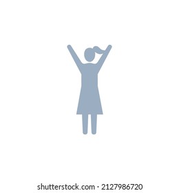 People hands up icon, Vector silhouette illustration. 
