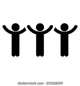 People Hands Up Roundelay vector icon. Style is flat symbol, black color, rounded angles, white background.