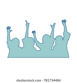 people with hands up silhouette