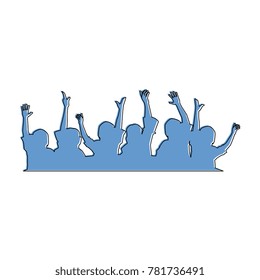 people with hands up silhouette