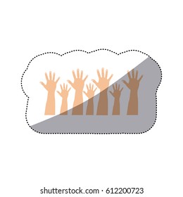 people hands up together, vector illustration design