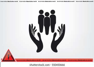 People in the hands, vector illustration icon EPS 10