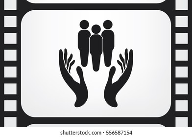 People in the hands, vector illustration icon EPS 10