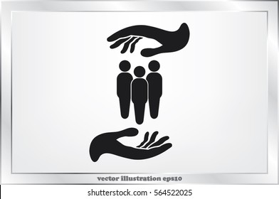 People in the hands, vector illustration icon EPS 10