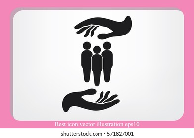 People in the hands, vector illustration icon EPS 10